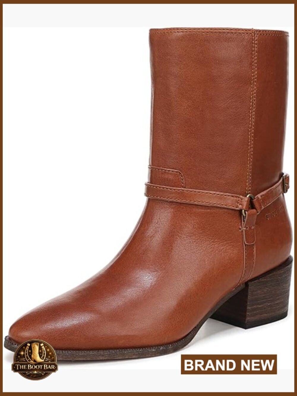 Women's Western Ankle Boots with Block Heel - Pull On Style
